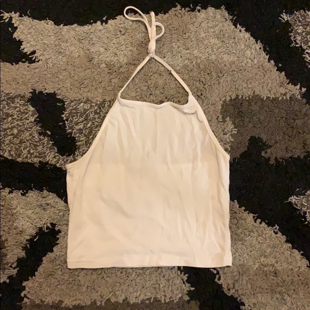 brandy melville white halter tie top